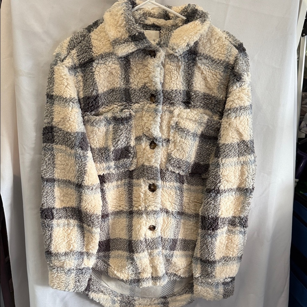 Active USA Faux Fur Plaid Jacket